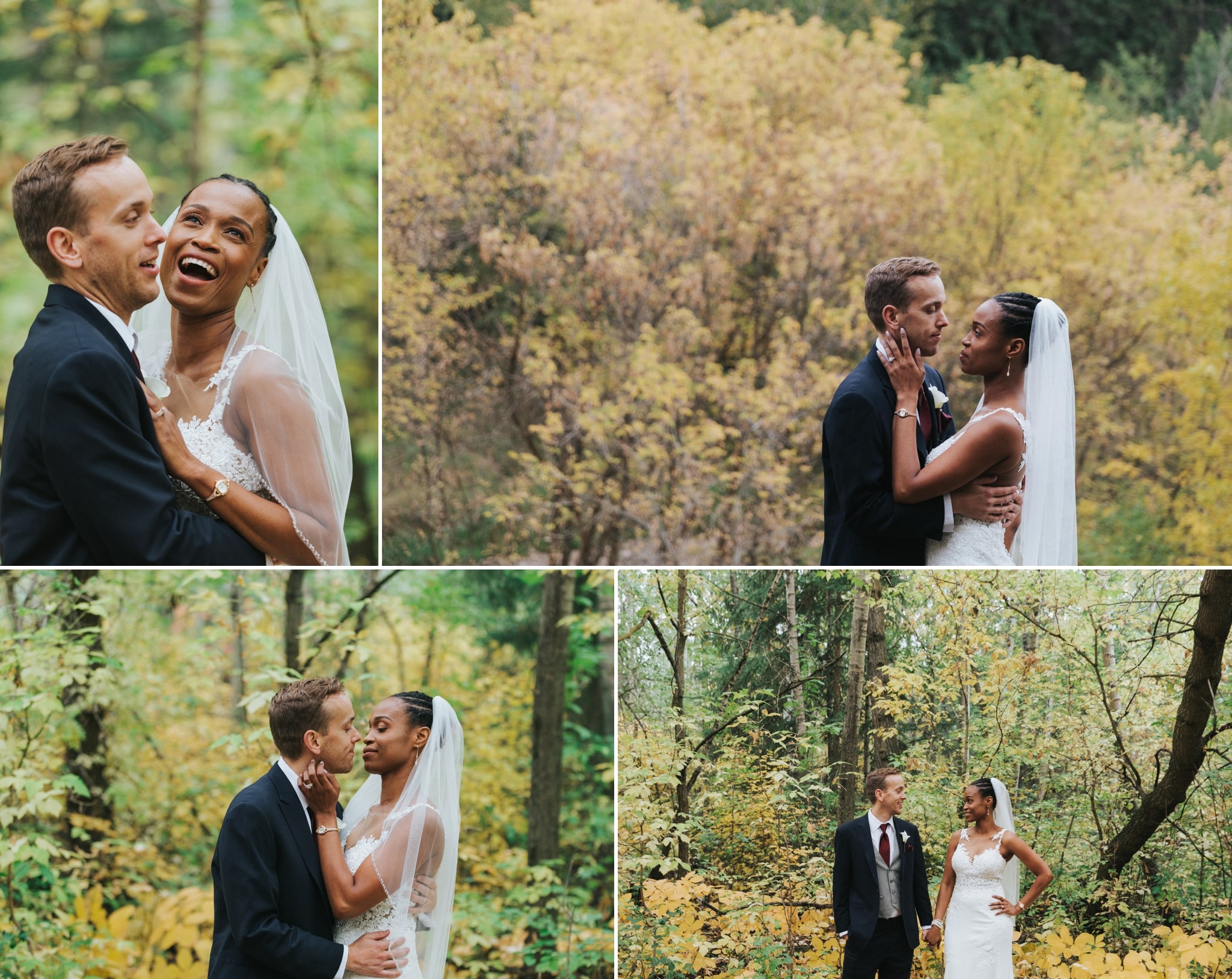 Fall Photos of the bride and groom in Mill Creek Ravine