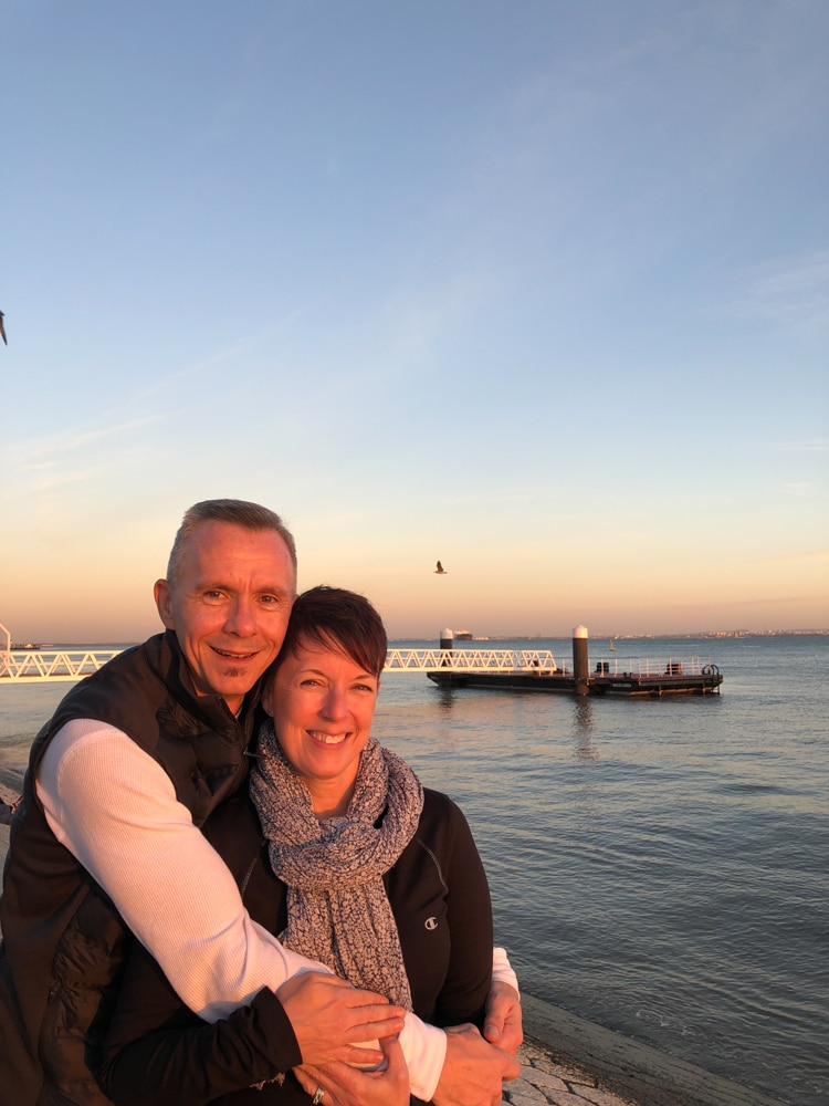 Bruce & Sarah enjoy sunset in Lisbon Portugal