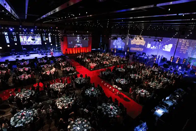 Event photography at the Edmonton Convention Centre - Overhead view of the CASA Gala