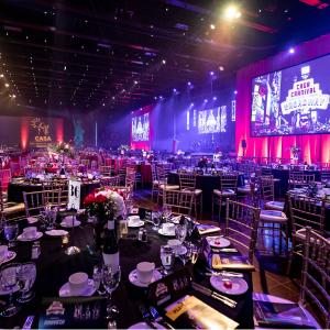 Event photography at the Edmonton Convention Centre. Room decor and lighting for the CASA Gala
