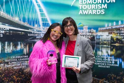 Gala & Award Photography in Edmonton - Linda Hoang receives and Edmonton Tourism Award at the Westin Hotel